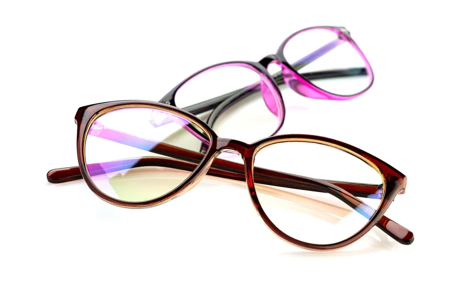 Dos marcos cat-eye, uno violeta y uno carey